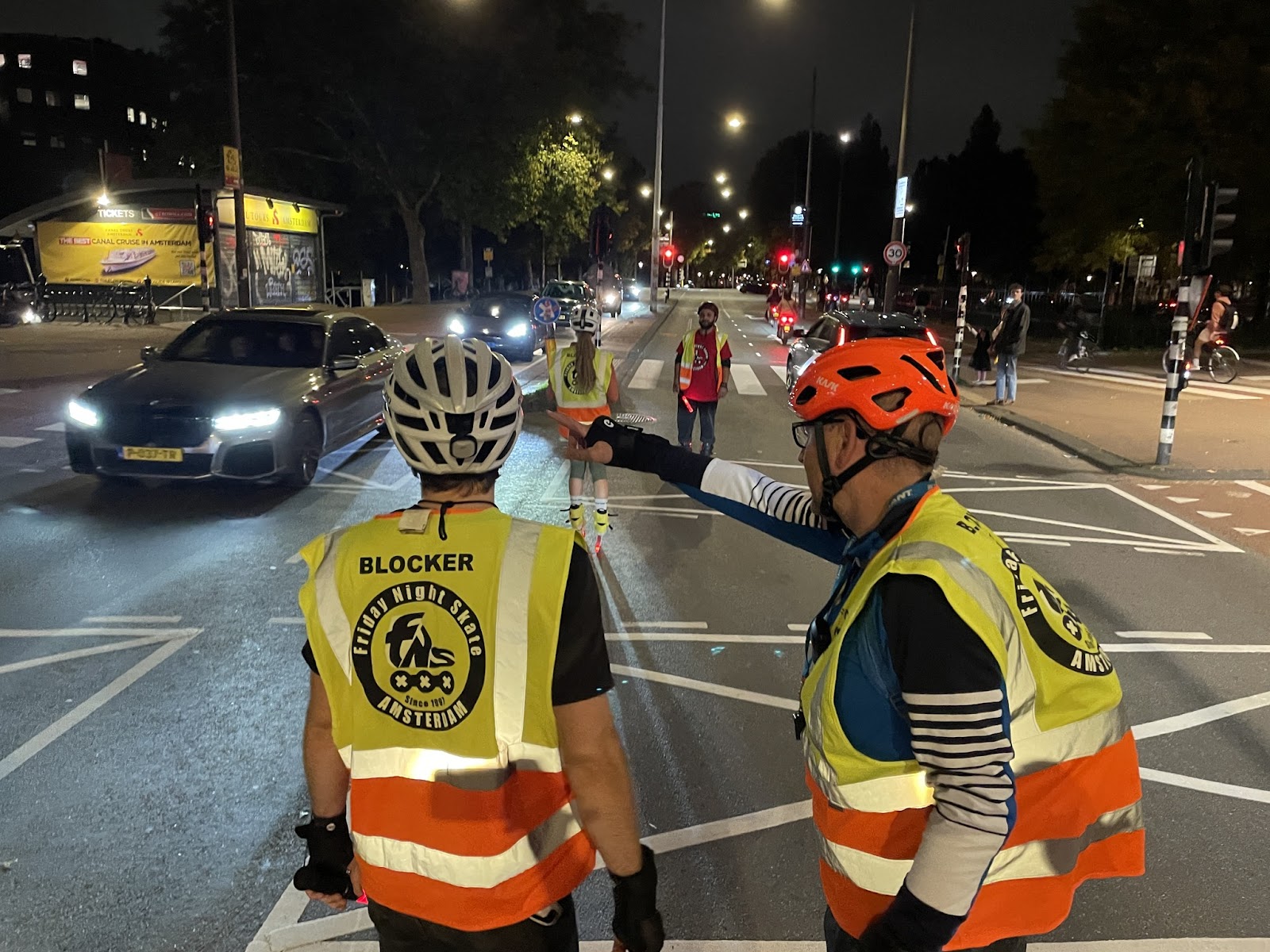 Volunteers preparing a street crossing